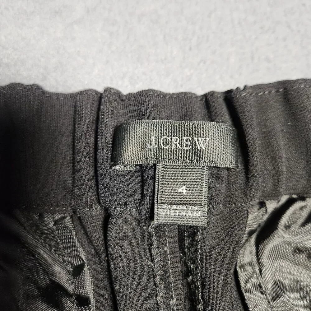 J. Crew Dress Pants Women 4 Black High Rise Straight Leg Elastic Waist